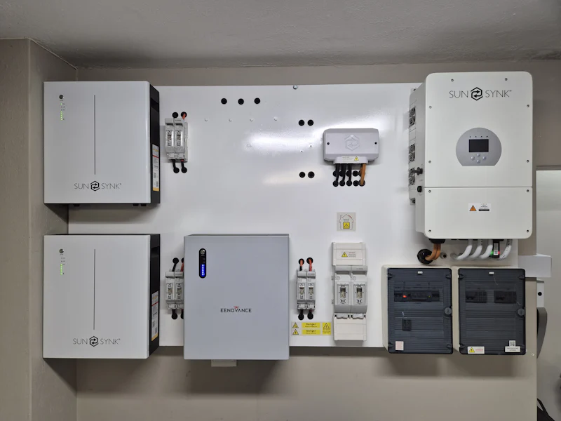Wall-mounted inverter and backup batteries