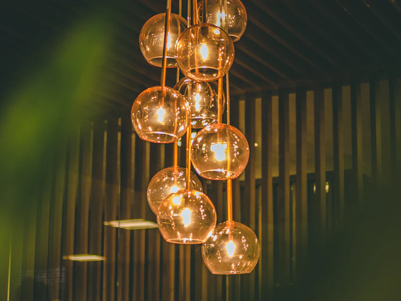 Pendant lights hanging from a ceiling