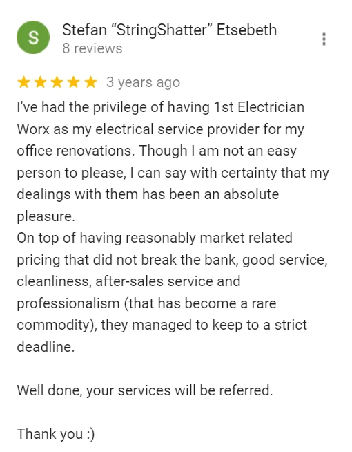Electrician Worx customer review
